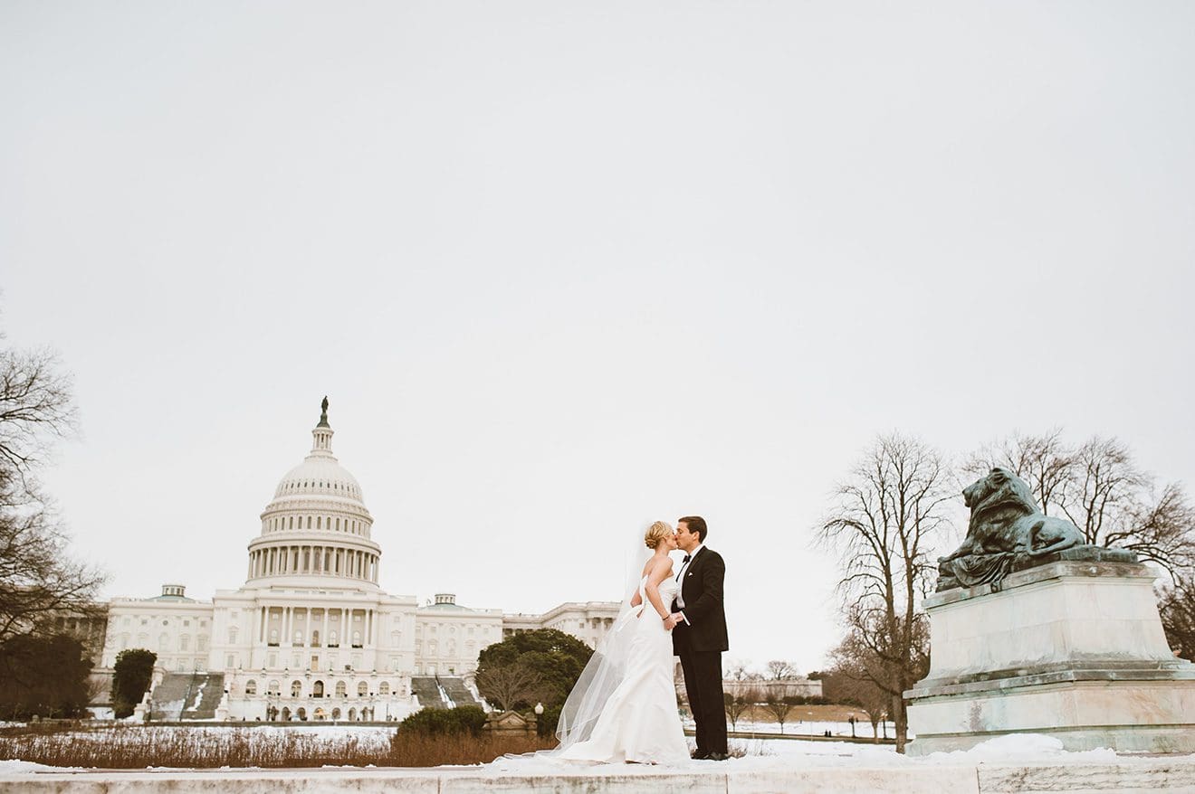 Delia and Joe wedding portrait in front of Capitol Building