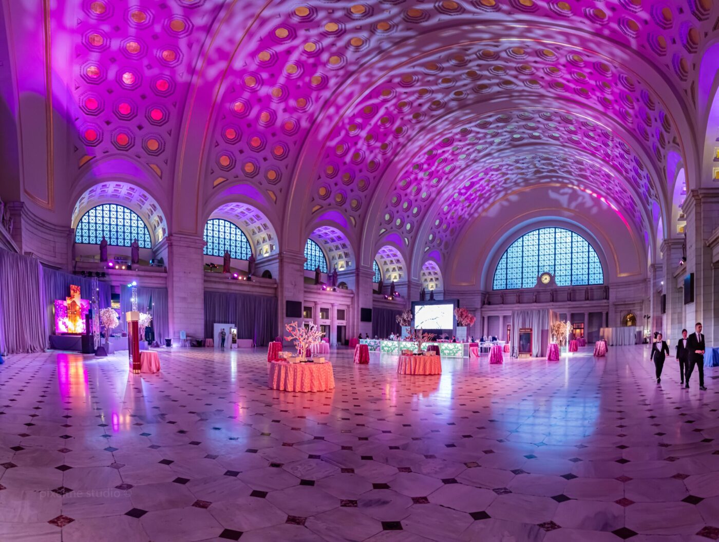 The interior of Union Station set up for an event.