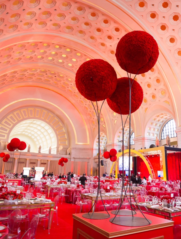 The interior of Union Station set up for an event.