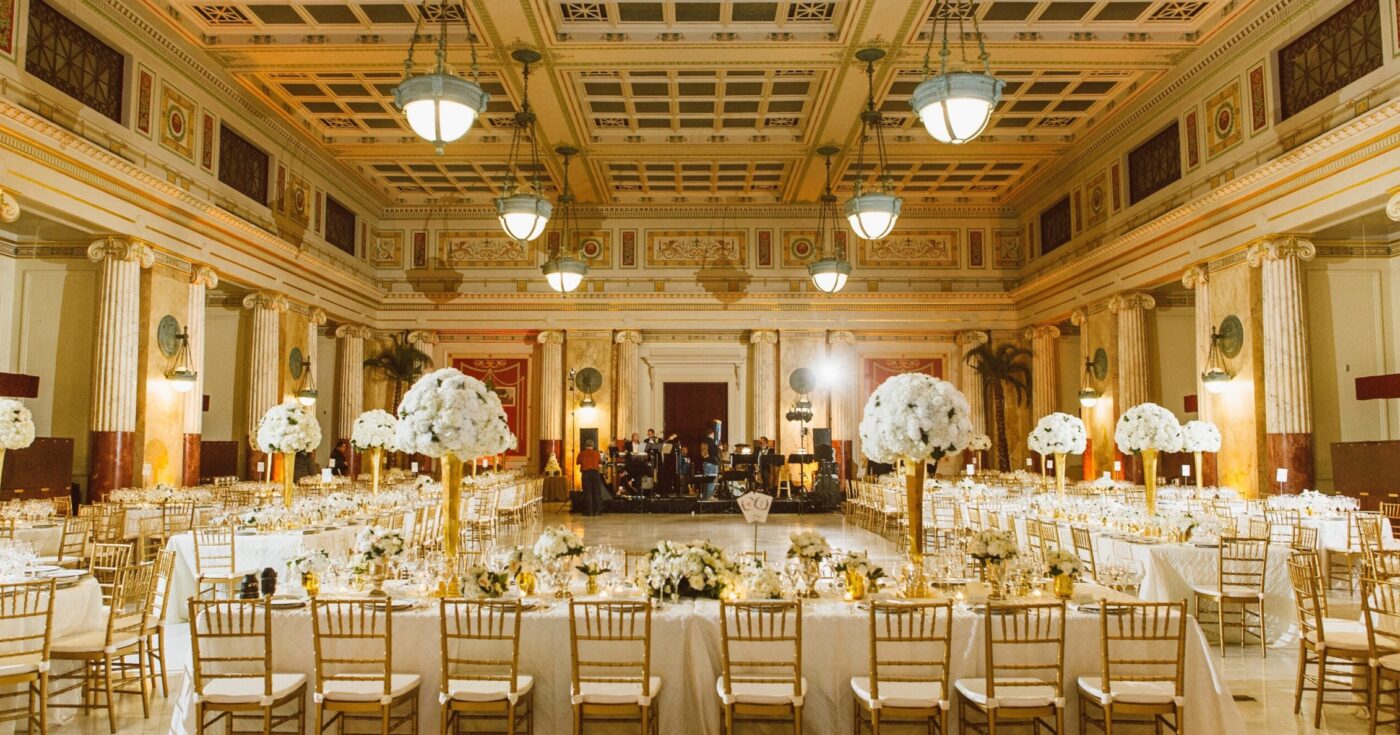 The interior of Union Station set up for an event.